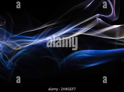 Blue smoke flow and movement abstract background Stock Photo