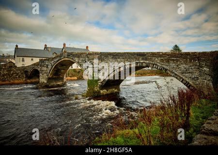Llanrwst Pont Fawr (Inigo Jones Bridge the first significant architect in England )  in Snowdonia, Gwynedd, north Wales Stock Photo