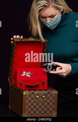 Lawrence Township New Jersey, March 1, 2019:A Louis Vuitton box