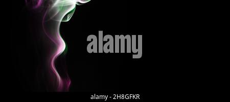 Abstract pink smoke on a black background banner photo Stock Photo
