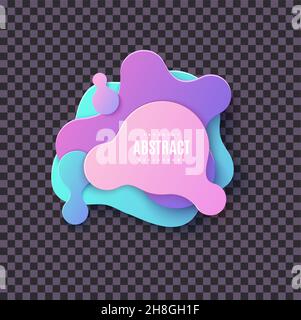Pattern of liquid geometric shapes in cut paper style. Creative flyer Memphis color gradient element layered bubbles cut out of cardboard. Modern Stock Vector