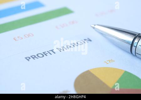 profit margin text on financial data  Stock Photo