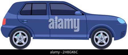 Blue suv car. Crossover side view in flat style Stock Vector