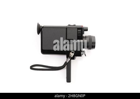 Super 8 movie camera isolated on white background Stock Photo