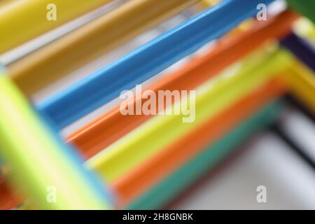 Pyramid shape made with some different colored wood pencil crayons Stock Photo