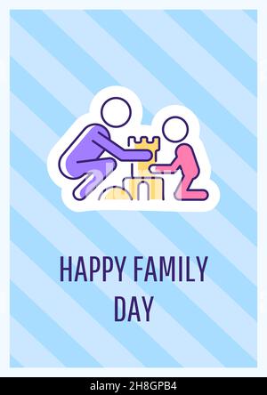 Family day celebration greeting card with color icon element Stock Vector