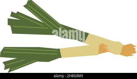 Welsh onion icon. Green japanese leek plant Stock Vector