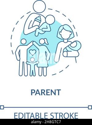 Parent role in society blue concept icon Stock Vector