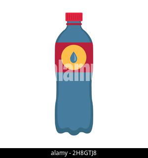 Plastic bottle of still water flat illustration. Container with refreshing energetic drink.  Can be used for topics like recycling, grocery, supplies Stock Vector