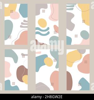 Organic shapes abstract background for social media, highlights, posts, stories. Creative minimal trendy style backs with copy space for text. Stock Vector