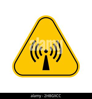 Non ionizing radiation warning hazard symbol , Yellow Triangle Caution Symbol, isolated on white background, vector icon Stock Vector
