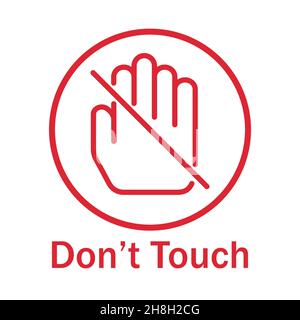 Don't Touch icon. Editable Vector Outline. Single Pictogram hand crossed out isolated on white background for website or mobile app. Stock Vector