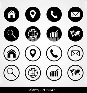 Web icon set. Contact us icons, set of website icons, vector. Communication symbol. Stock Vector