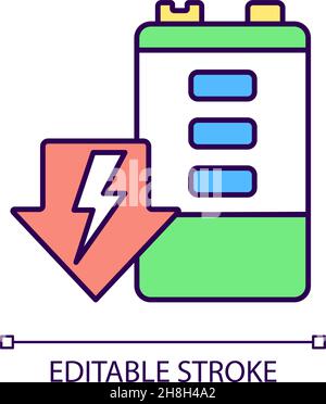 Battery discharging RGB color icon Stock Vector