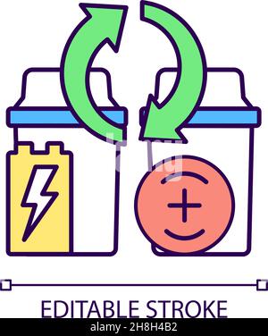 Battery recycling station RGB color icon Stock Vector