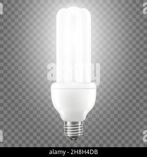 Glowing LED bulb isolated on transparent background. 3d vector realistic illustration Stock Vector