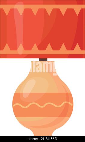 Orange table lamp. Glass work illuminator with red shade for lights, vector illustration isolated on white background Stock Vector