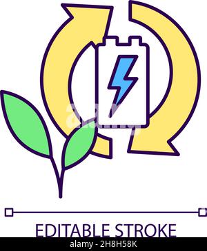 Eco battery recycling RGB color icon Stock Vector