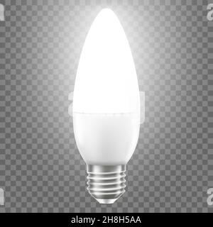 Glowing LED bulb isolated on transparent background. 3d vector realistic illustration Stock Vector