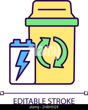 Container for battery disposal RGB color icon Stock Vector