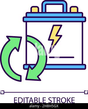 Recyclable lead-acid batteries RGB color icon Stock Vector