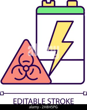 Battery toxicity RGB color icon Stock Vector