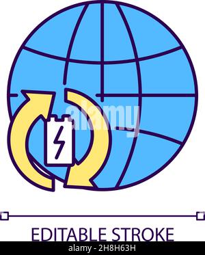 Global battery recycling RGB color icon Stock Vector