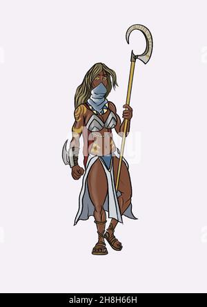 female warrior illustration Stock Photo