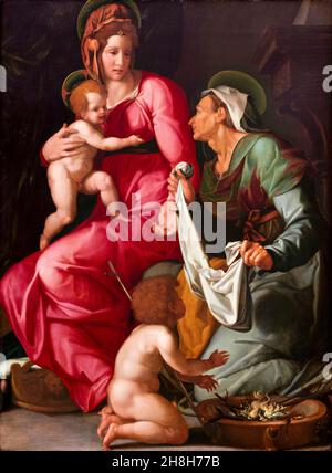 Madonna and Child with Saint Elizabeth and Saint John the Baptist, painting by Jacopino del Conte, circa 1535 Stock Photo