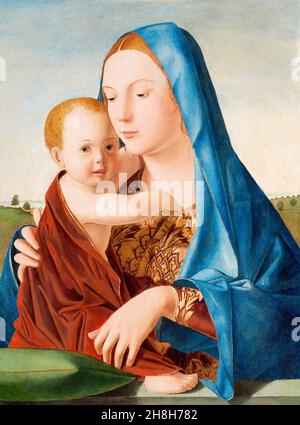 Madonna and Child, painting in oil and tempera on panel by Antonello da Messina, circa 1475 Stock Photo