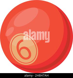red billiard ball. Sport glob with number nine or six, vector Illustration isolated on white background Stock Vector