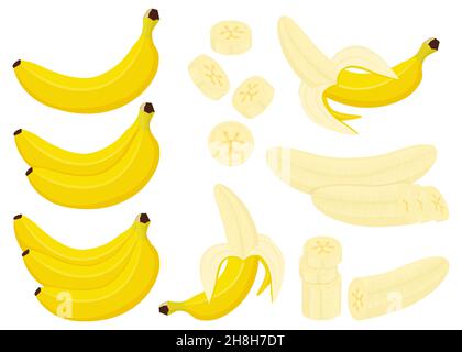 A bunch of fresh bananas. Isolated vector illustration on white background.  Cartoon flat style Stock Vector Image & Art - Alamy