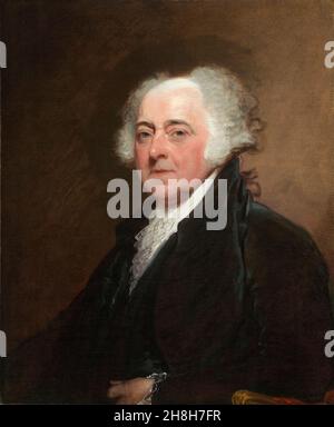 John Adams (1735-1826), American statesman and Founding Father, Second President of the United States, portrait painting by Gilbert Stuart, 1800-1815 Stock Photo