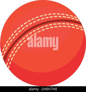 Red sport ball. Cartoon Rubber or leather ball for children to play outdoors, kid games, flat vector Illustration isolated on white background Stock Vector