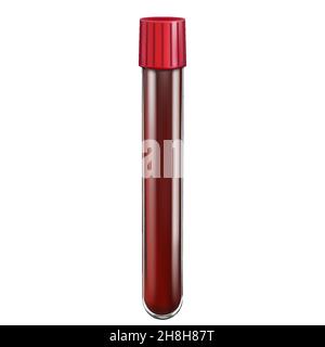 Test Tubes With Blood Samples Isolated On A White Background. Realistic 3D Vector Illustration. Hematology. Creative Medical Concept Stock Vector