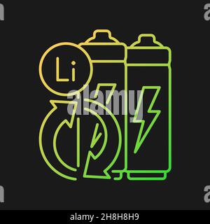 Battery metals recovery gradient vector icon for dark theme Stock Vector