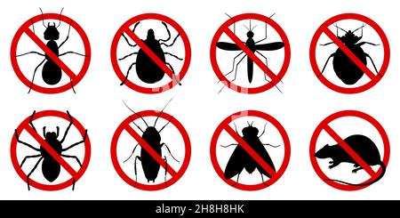 Insect ban signs set. Pest is forbidden. Prohibition of various ...