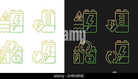 Battery reuse gradient icons set for dark and light mode Stock Vector