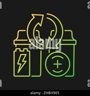 Battery water contamination threat gradient vector icon for dark theme Stock Vector