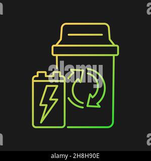 Container for battery disposal gradient vector icon for dark theme Stock Vector