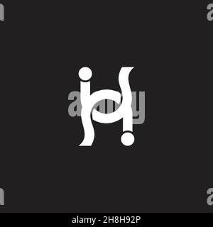 letter u h simple linked curves logo vector Stock Vector