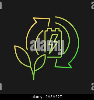Eco battery recycling gradient vector icon for dark theme Stock Vector