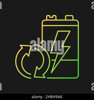 Recyclable battery gradient vector icon for dark theme Stock Vector