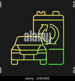 Recyclable EV battery gradient vector icon for dark theme Stock Vector