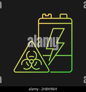 Battery toxicity gradient vector icon for dark theme Stock Vector