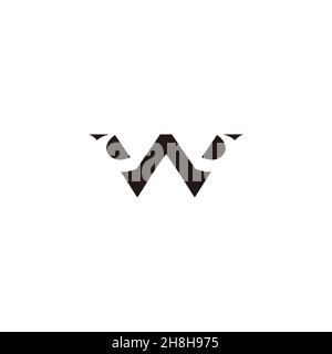letter wd abstract geometric negative space logo vector Stock Vector