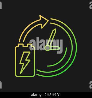 Battery lifetime gradient vector icon for dark theme Stock Vector