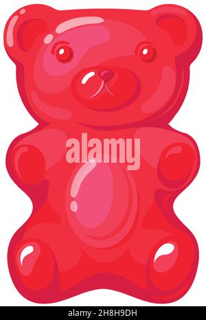 Illustration Of A Cartoon Red Gummy Bear Made Of Fruity Strawberry Jelly  Candy Suitable For Babies Vector, Variety, Caramel, Color PNG and Vector  with Transparent Background for Free Download