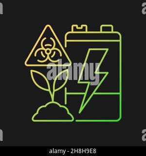 Battery soil contamination threat gradient vector icon for dark theme Stock Vector