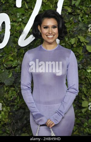 Raye attending the Fashion Awards 2021 at the Royal Albert Hall ...